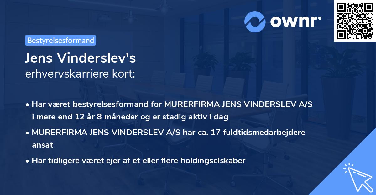 Jens Vinderslev's erhvervskarriere kort