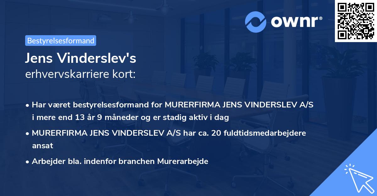 Jens Vinderslev's erhvervskarriere kort