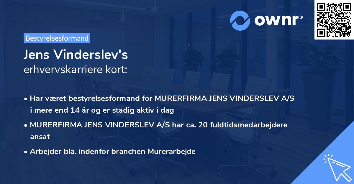 Jens Vinderslev's erhvervskarriere kort