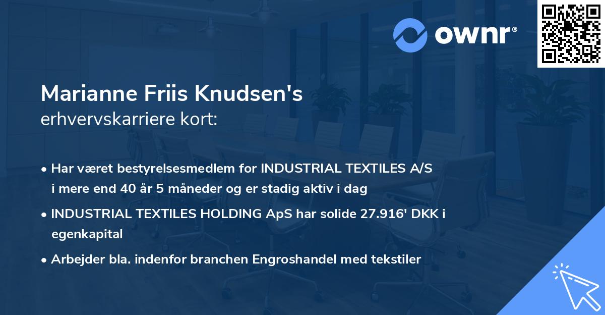 Marianne Friis Knudsen's erhvervskarriere kort