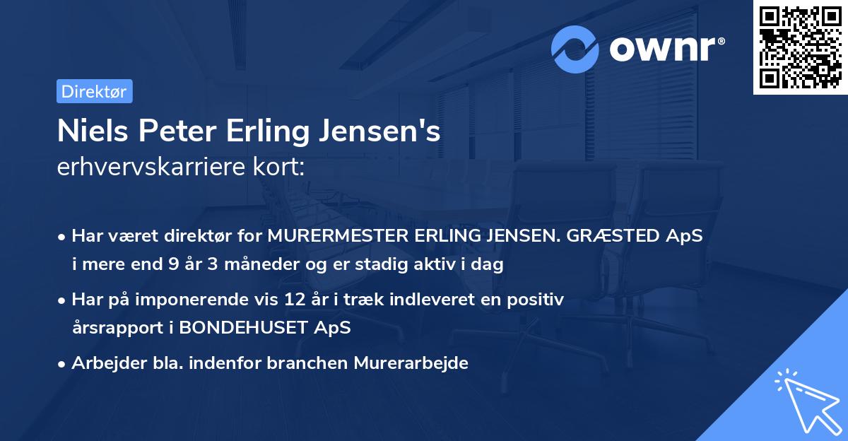 Niels Peter Erling Jensen's erhvervskarriere kort