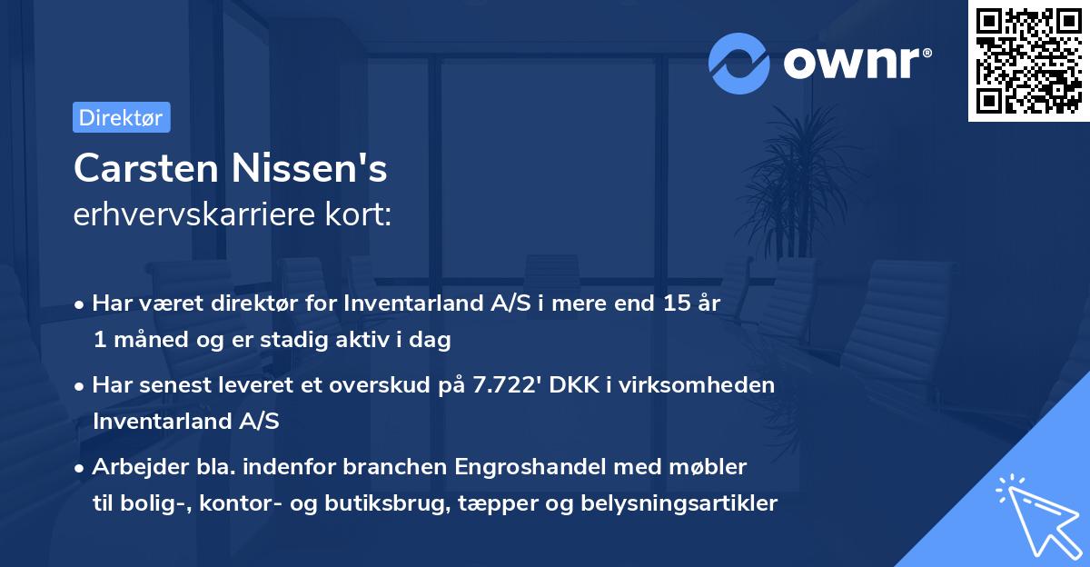 Carsten Nissen's erhvervskarriere kort
