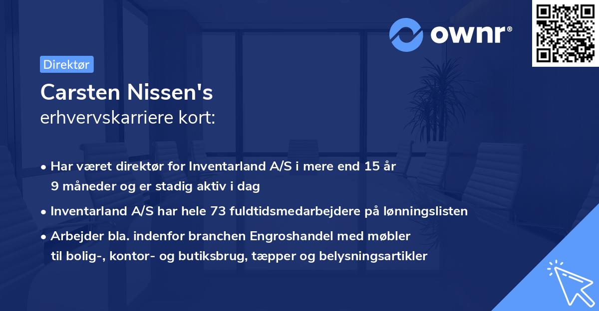 Carsten Nissen's erhvervskarriere kort