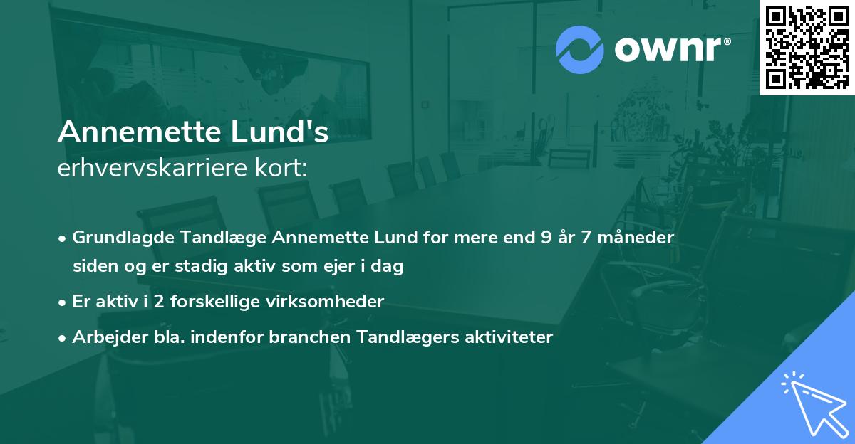 Annemette Lund's erhvervskarriere kort