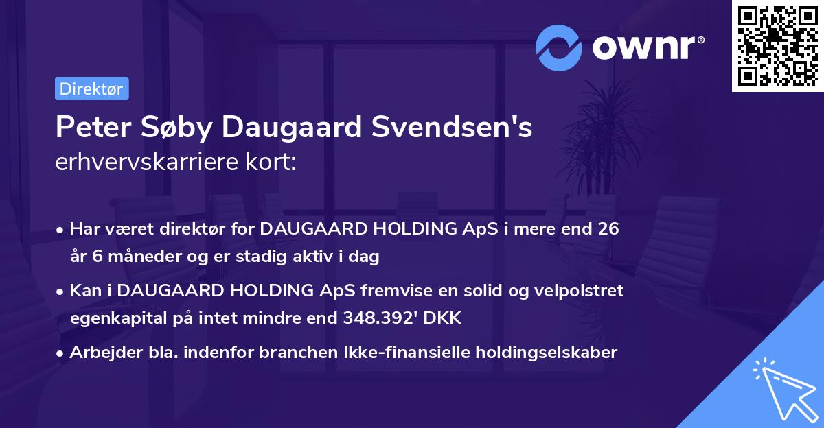 Peter Søby Daugaard Svendsen's erhvervskarriere kort