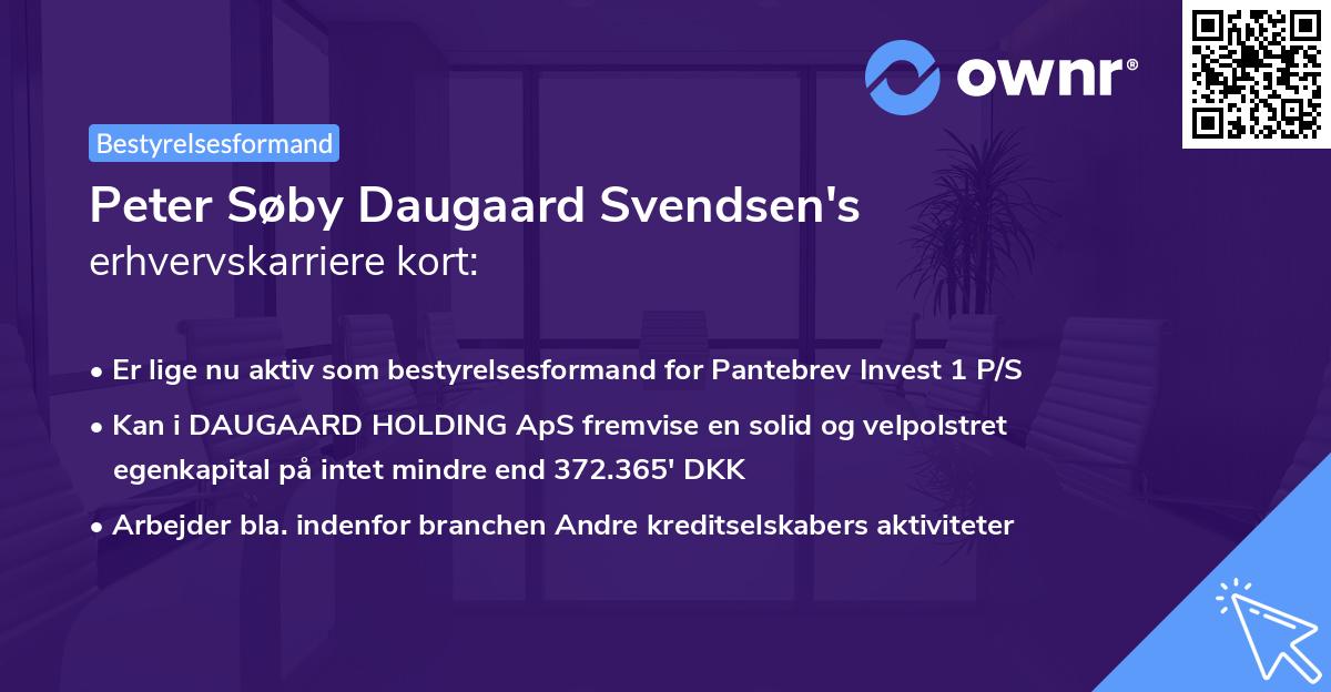 Peter Søby Daugaard Svendsen's erhvervskarriere kort