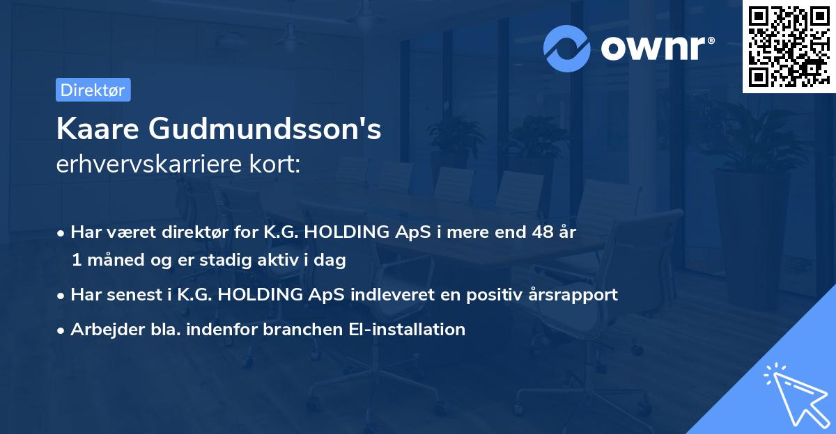 Kaare Gudmundsson's erhvervskarriere kort