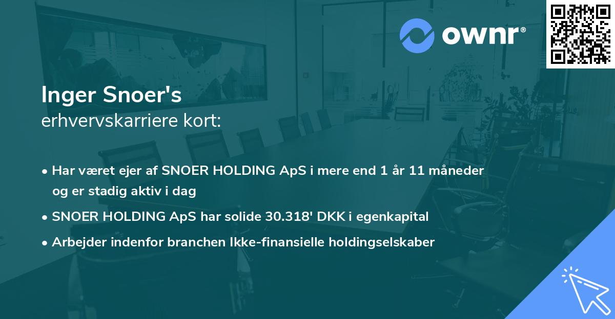 Inger Snoer's erhvervskarriere kort