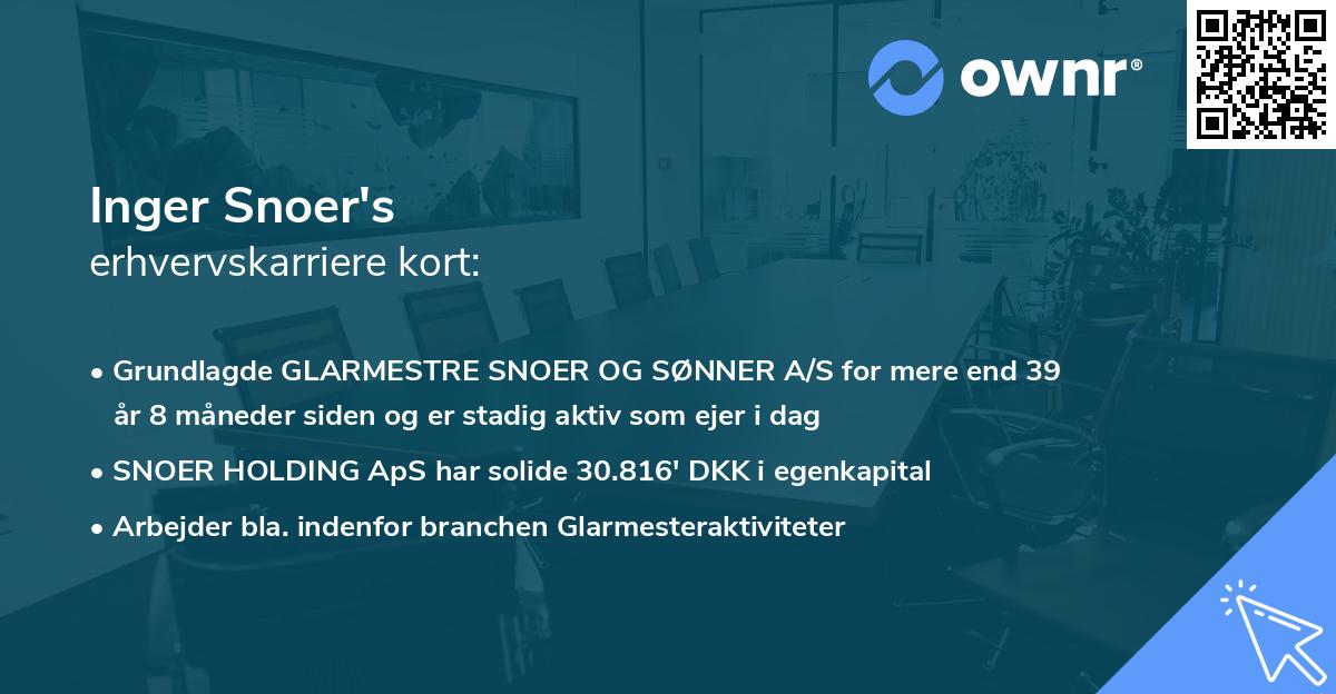 Inger Snoer's erhvervskarriere kort
