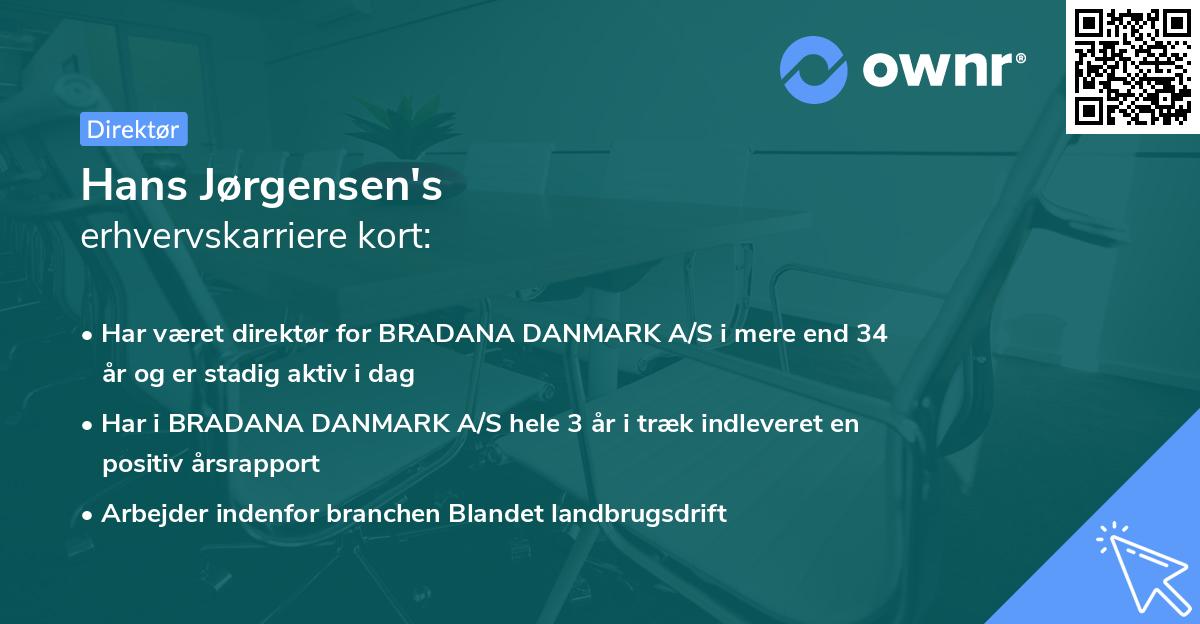 Hans Jørgensen's erhvervskarriere kort
