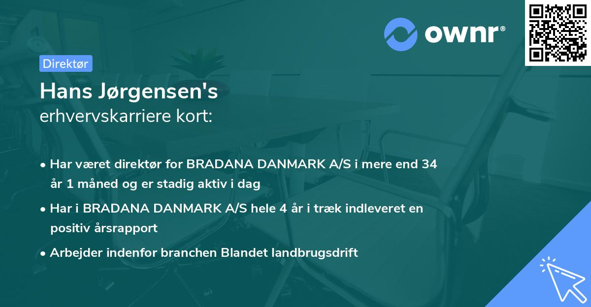 Hans Jørgensen's erhvervskarriere kort