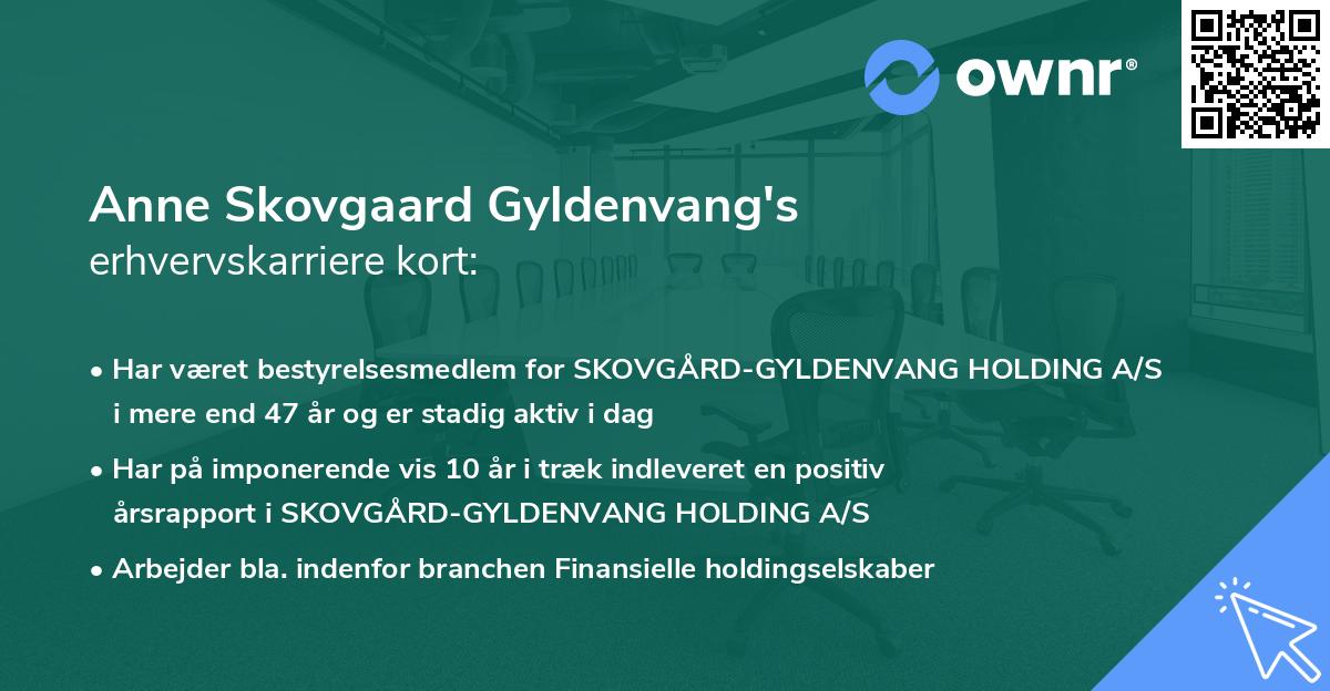 Anne Skovgaard Gyldenvang's erhvervskarriere kort