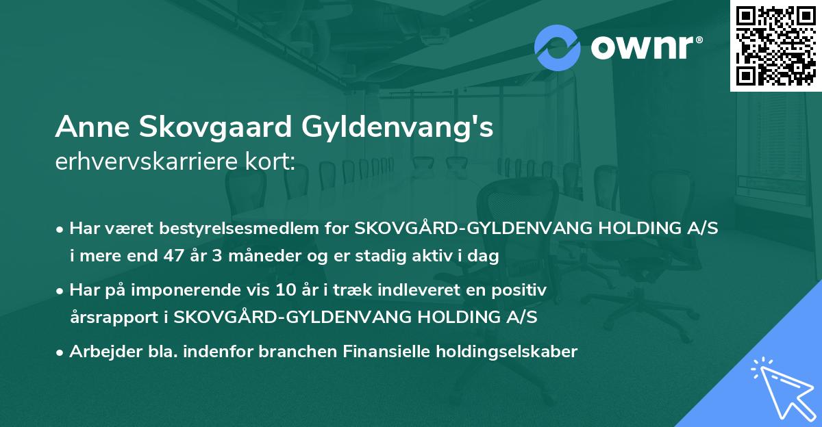 Anne Skovgaard Gyldenvang's erhvervskarriere kort