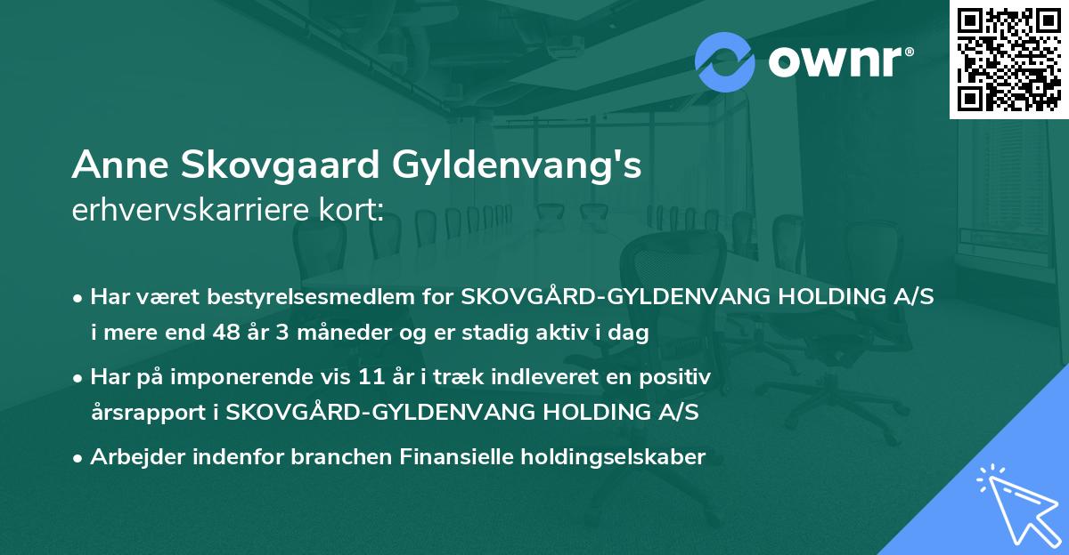 Anne Skovgaard Gyldenvang's erhvervskarriere kort