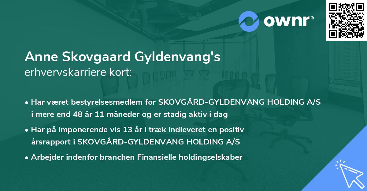 Anne Skovgaard Gyldenvang's erhvervskarriere kort