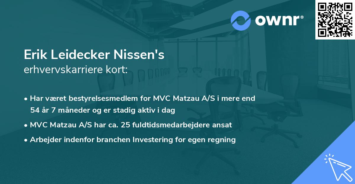 Erik Leidecker Nissen's erhvervskarriere kort