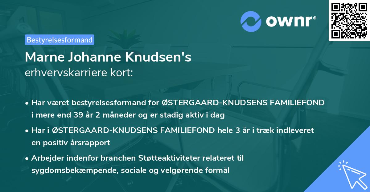 Marne Johanne Knudsen's erhvervskarriere kort