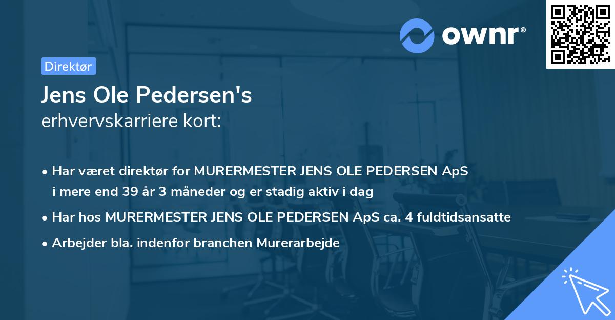 Jens Ole Pedersen's erhvervskarriere kort