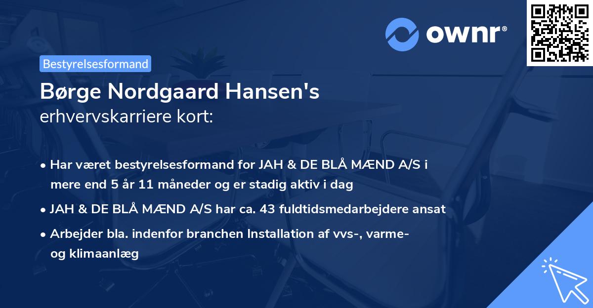 Børge Nordgaard Hansen's erhvervskarriere kort