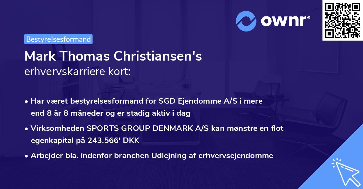 Mark Thomas Christiansen's erhvervskarriere kort