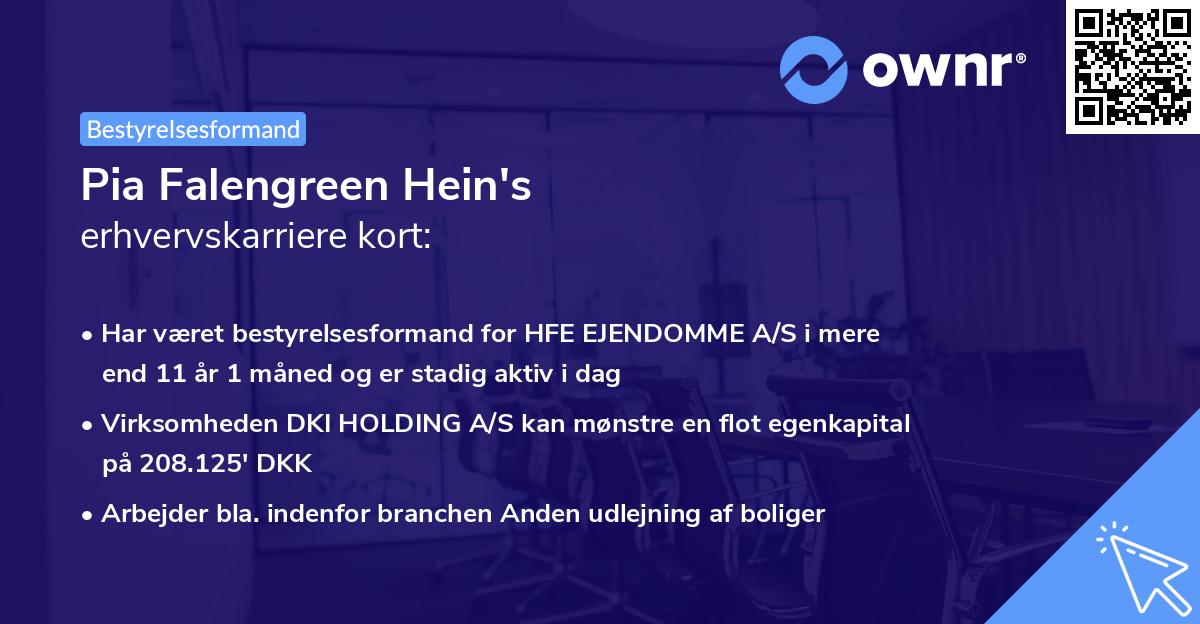 Pia Falengreen Hein's erhvervskarriere kort