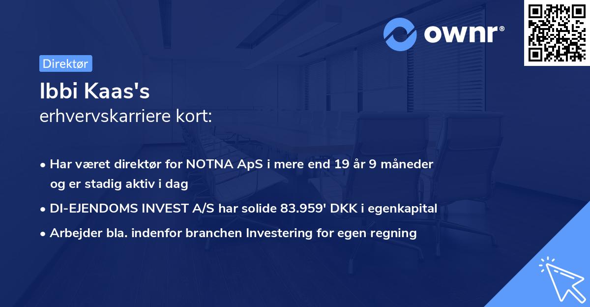 Ibbi Kaas's erhvervskarriere kort