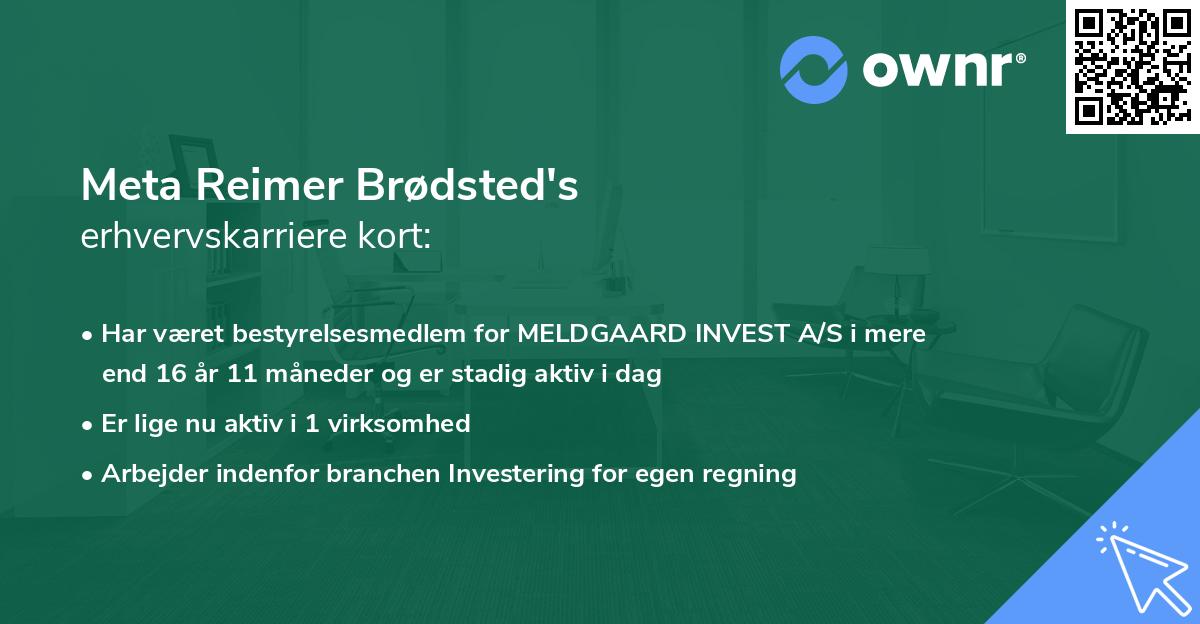 Meta Reimer Brødsted's erhvervskarriere kort