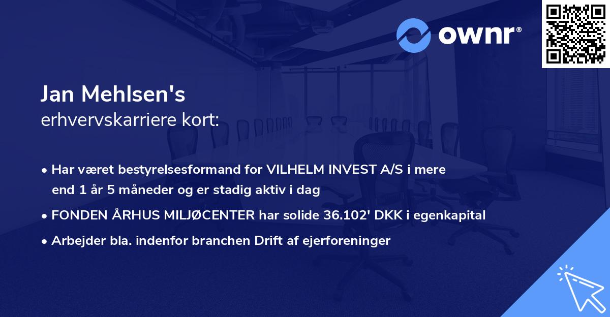 Jan Mehlsen's erhvervskarriere kort