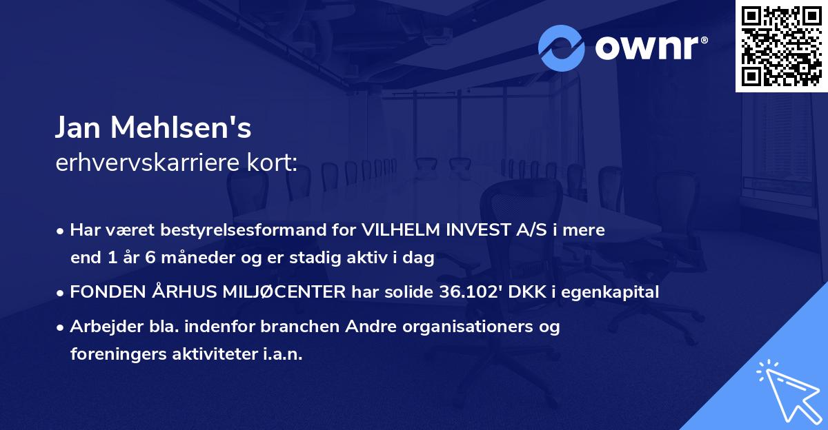 Jan Mehlsen's erhvervskarriere kort