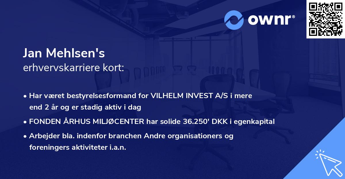 Jan Mehlsen's erhvervskarriere kort