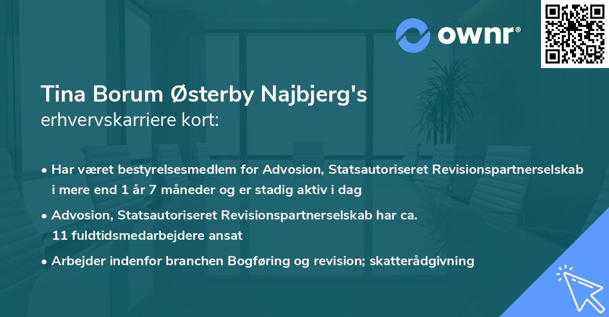 Tina Borum Østerby Najbjerg's erhvervskarriere kort