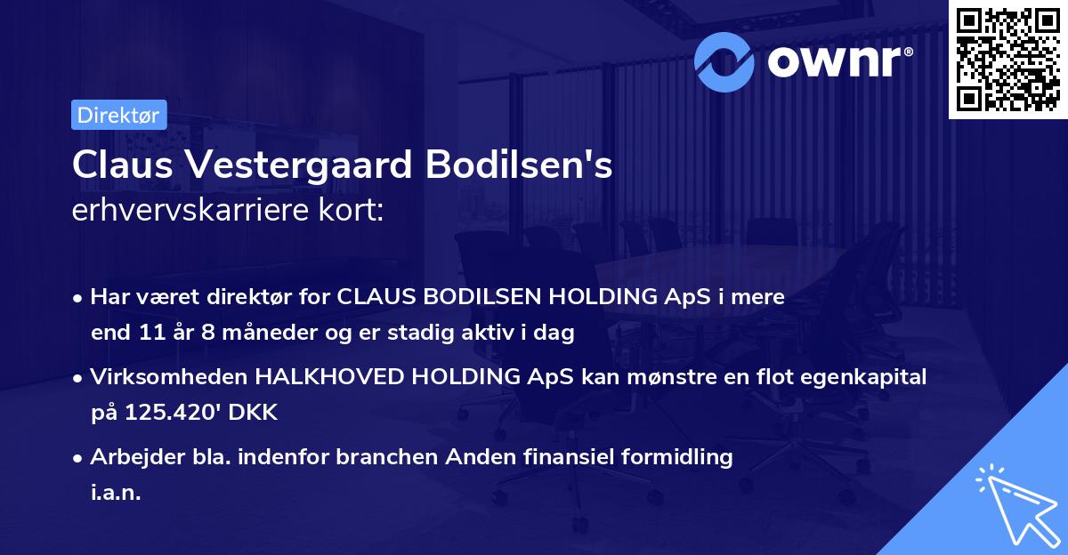 Claus Vestergaard Bodilsen's erhvervskarriere kort