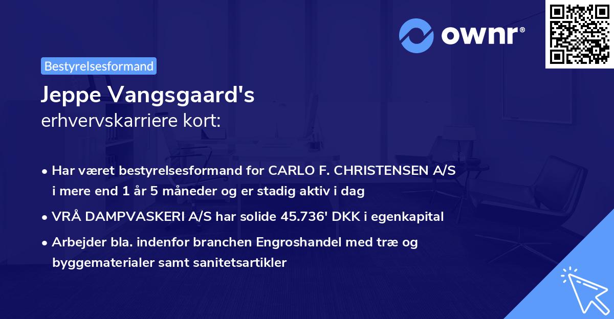 Jeppe Vangsgaard's erhvervskarriere kort