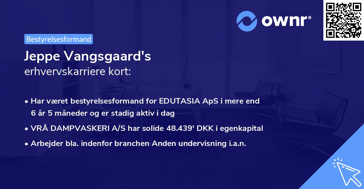 Jeppe Vangsgaard's erhvervskarriere kort