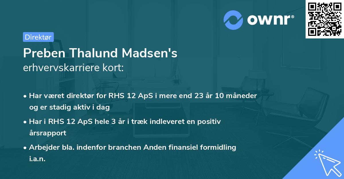 Preben Thalund Madsen's erhvervskarriere kort