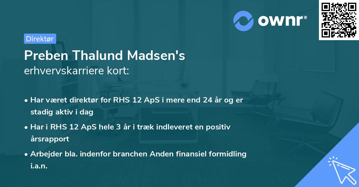 Preben Thalund Madsen's erhvervskarriere kort