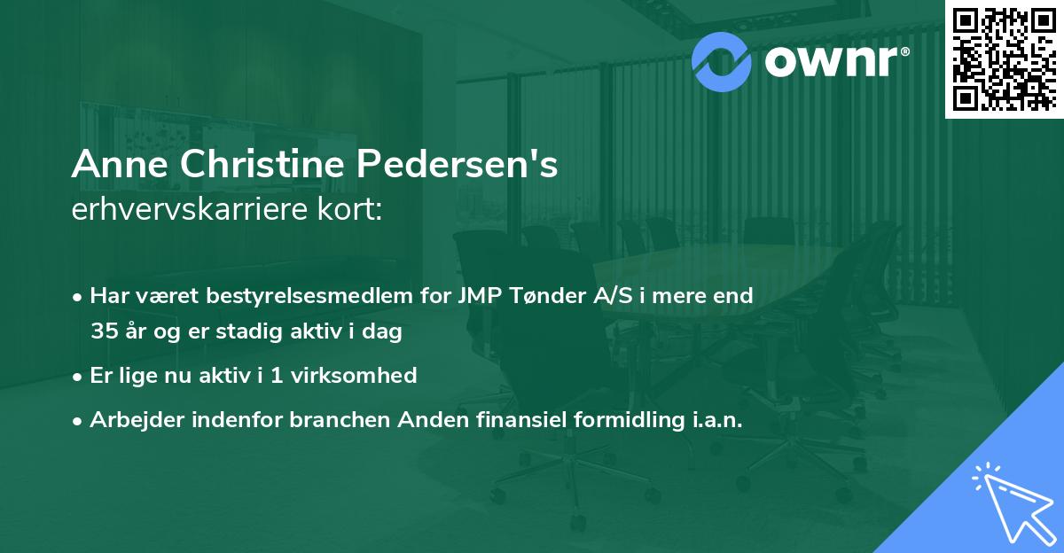 Anne Christine Pedersen's erhvervskarriere kort