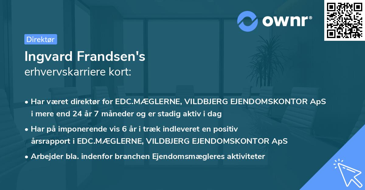 Ingvard Frandsen's erhvervskarriere kort