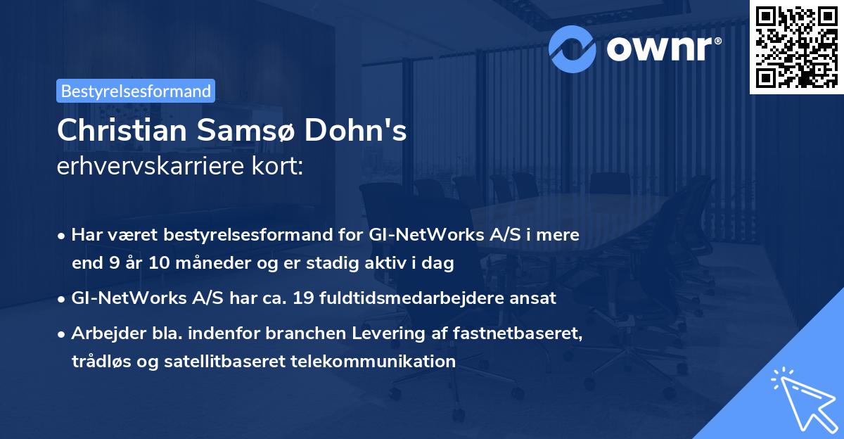 Christian Samsø Dohn's erhvervskarriere kort