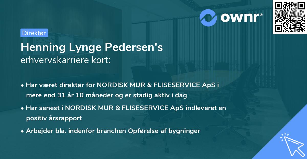 Henning Lynge Pedersen's erhvervskarriere kort