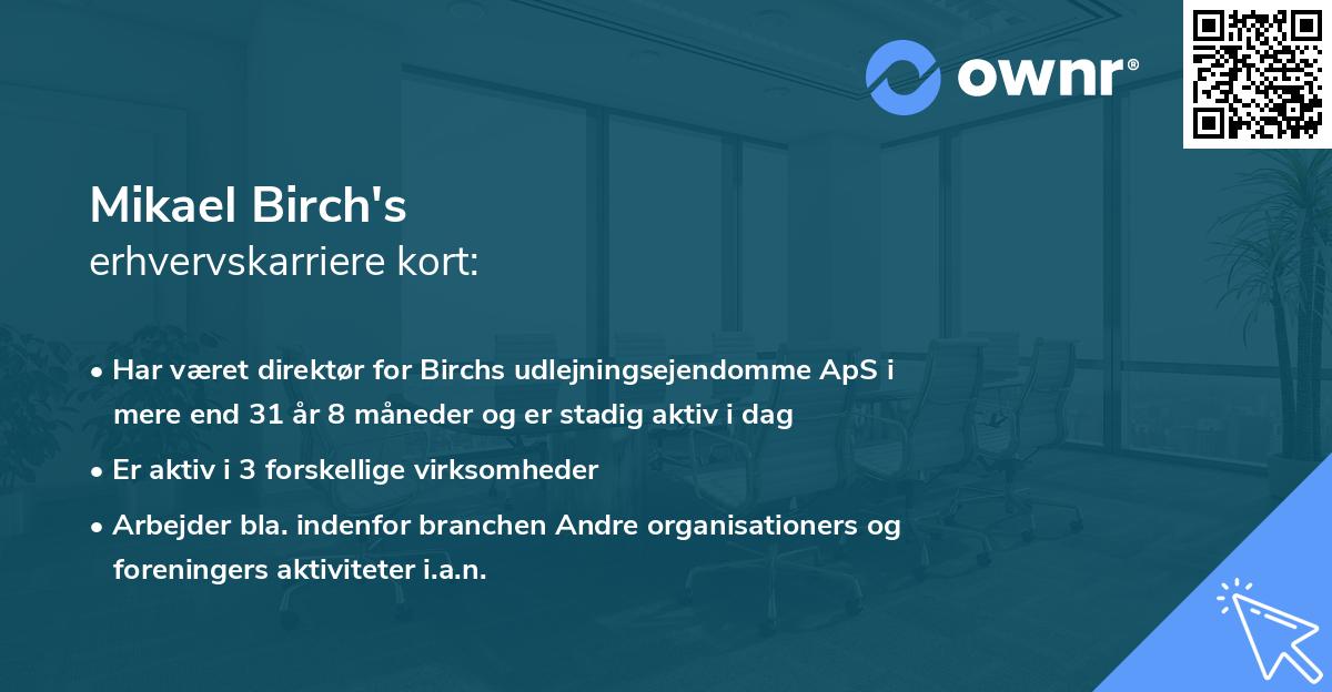 Mikael Birch's erhvervskarriere kort