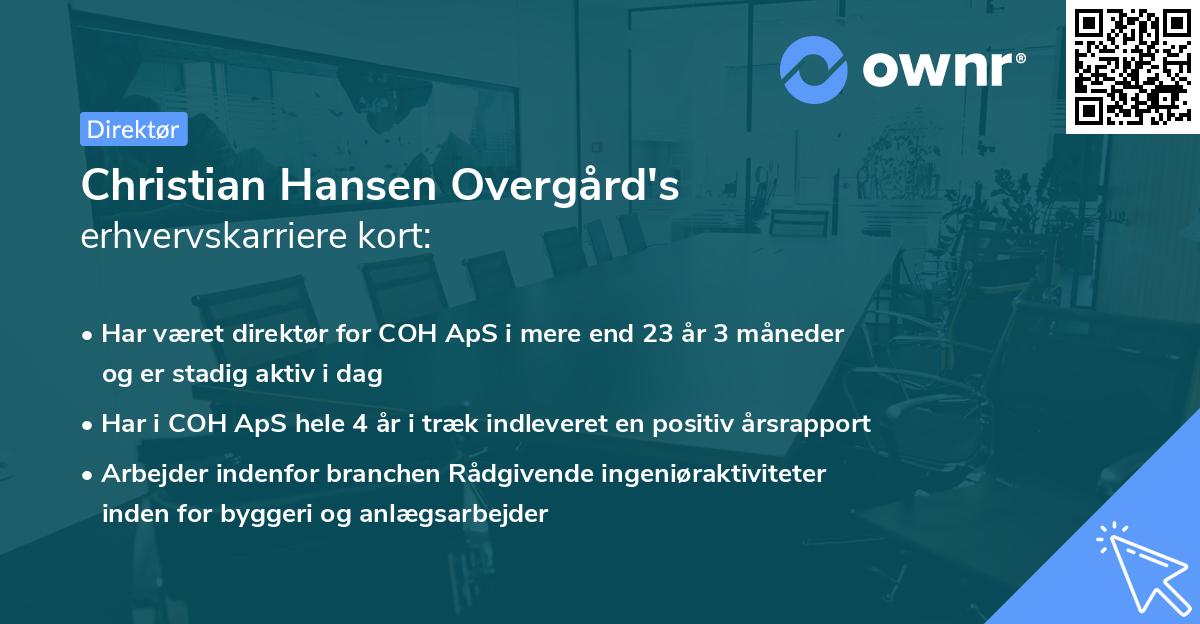 Christian Hansen Overgård's erhvervskarriere kort