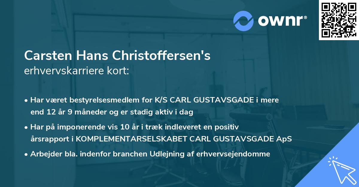 Carsten Hans Christoffersen's erhvervskarriere kort