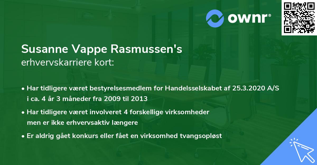 Susanne Vappe Rasmussen's erhvervskarriere kort