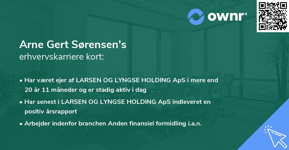 Arne Gert Sørensen's erhvervskarriere kort