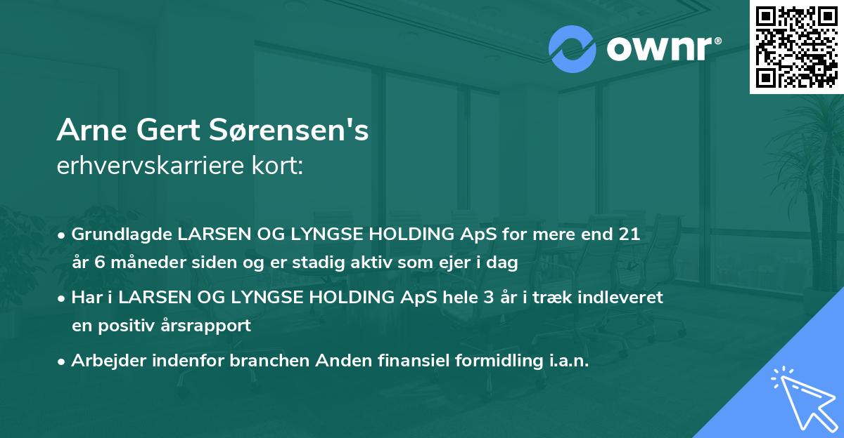 Arne Gert Sørensen's erhvervskarriere kort