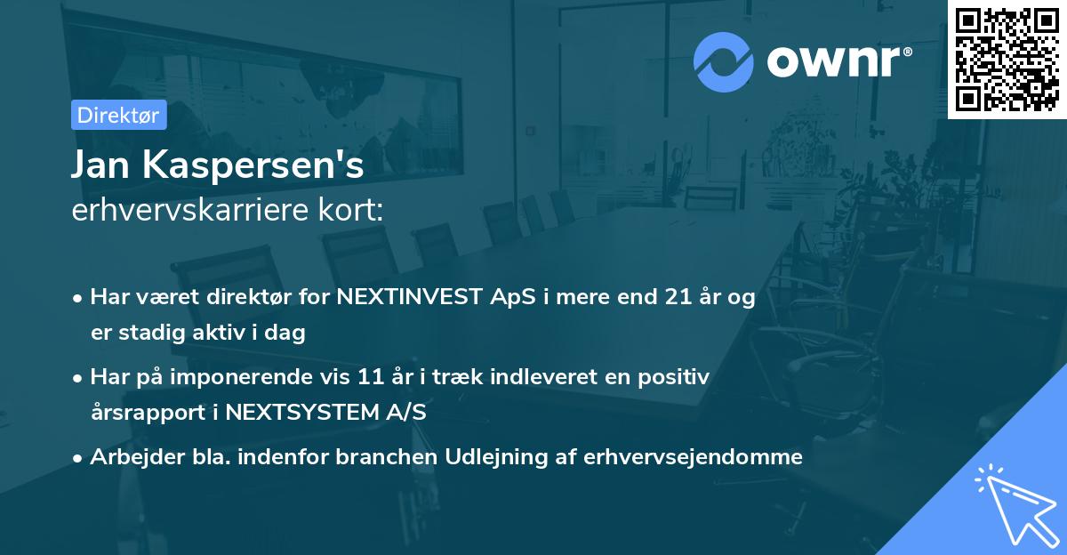 Jan Kaspersen's erhvervskarriere kort