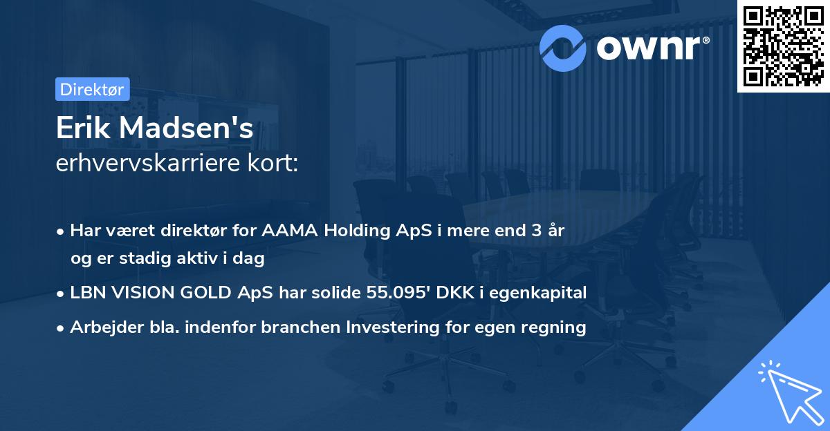Erik Madsen's erhvervskarriere kort