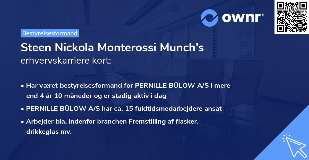 Steen Nickola Monterossi Munch's erhvervskarriere kort