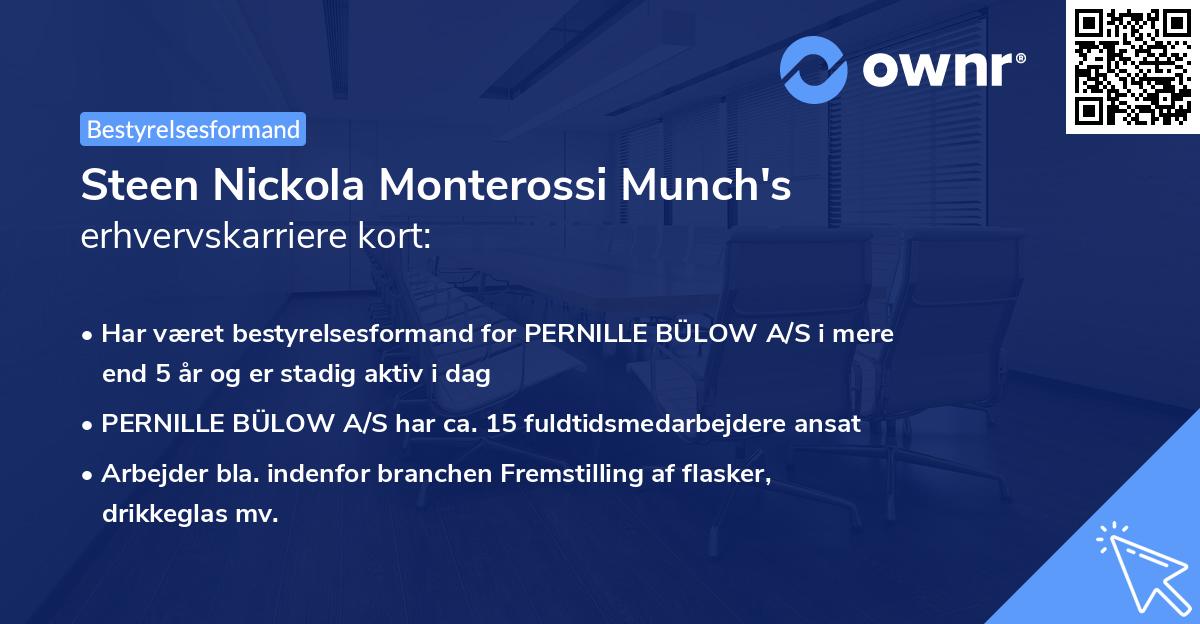 Steen Nickola Monterossi Munch's erhvervskarriere kort